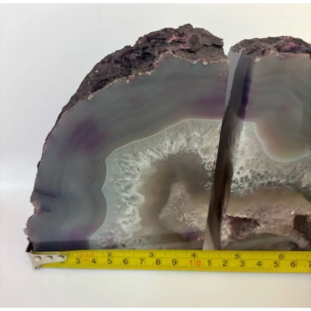 Vintage West Elm Natural Agate Druzy Bookends